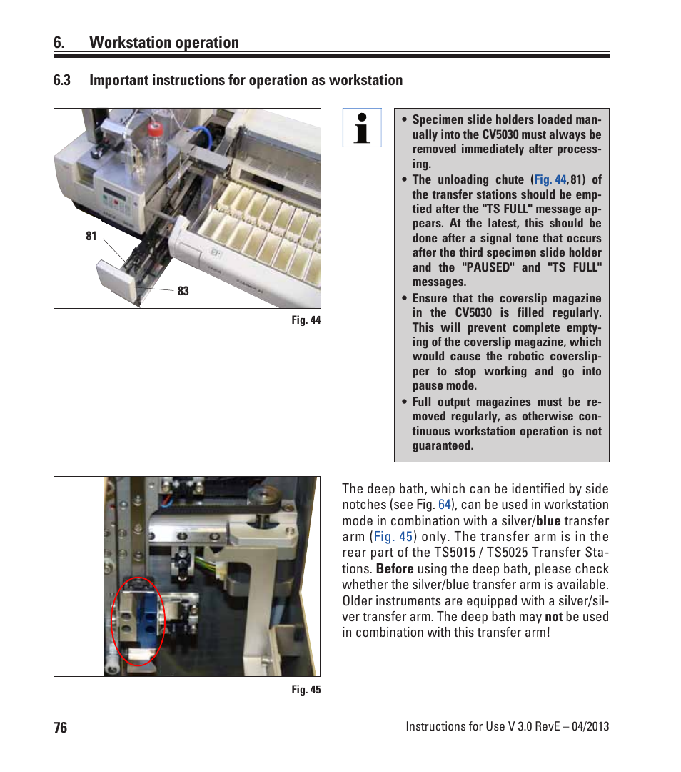 Workstation operation | Leica Biosystems CV5030 User Manual | Page 76 / 112