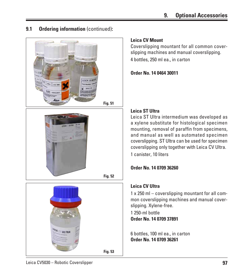 Optional accessories | Leica Biosystems CV5030 User Manual | Page 97 / 112