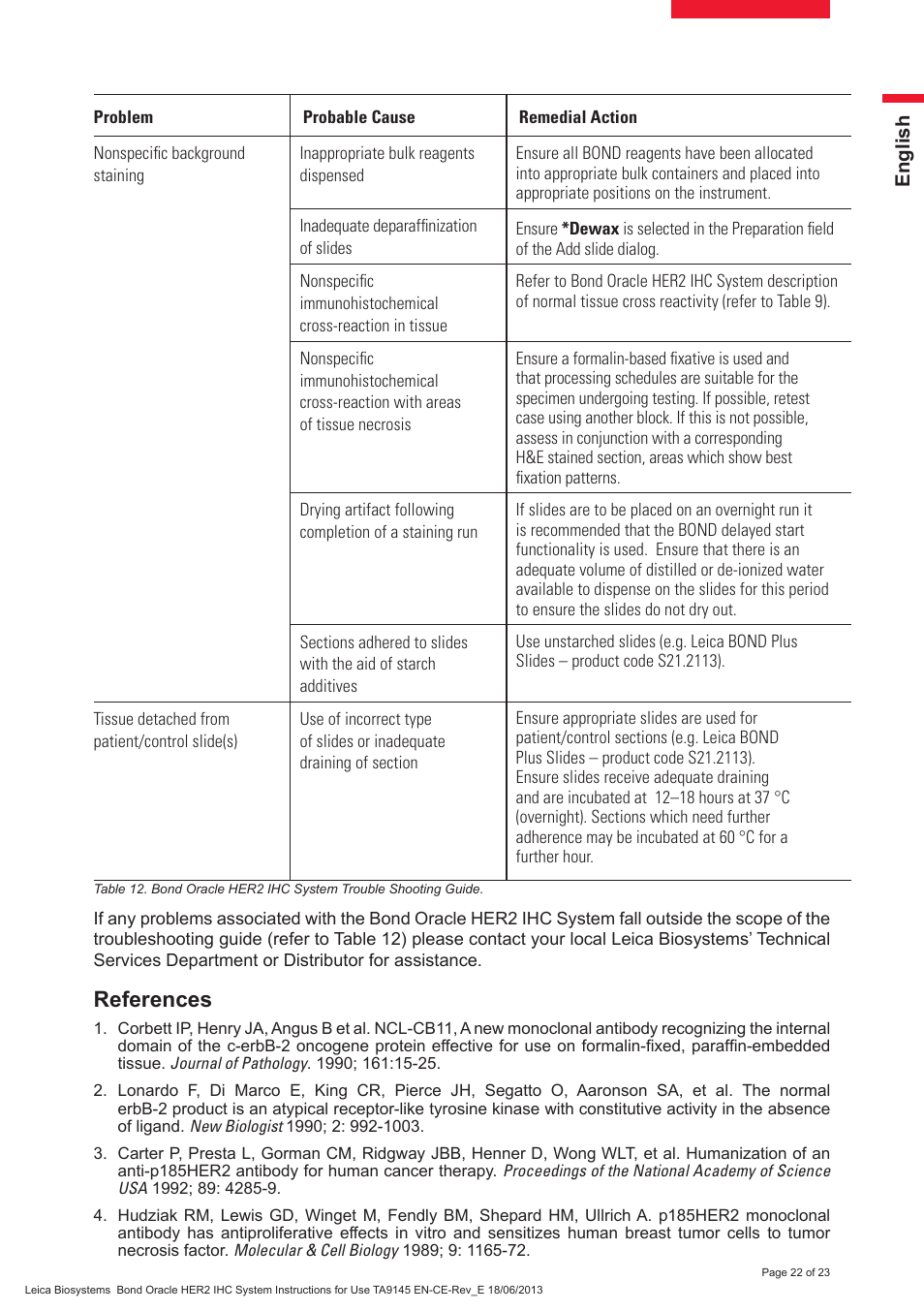 References | Leica Biosystems Bond Oracle HER2 IHC System User Manual | Page 22 / 23