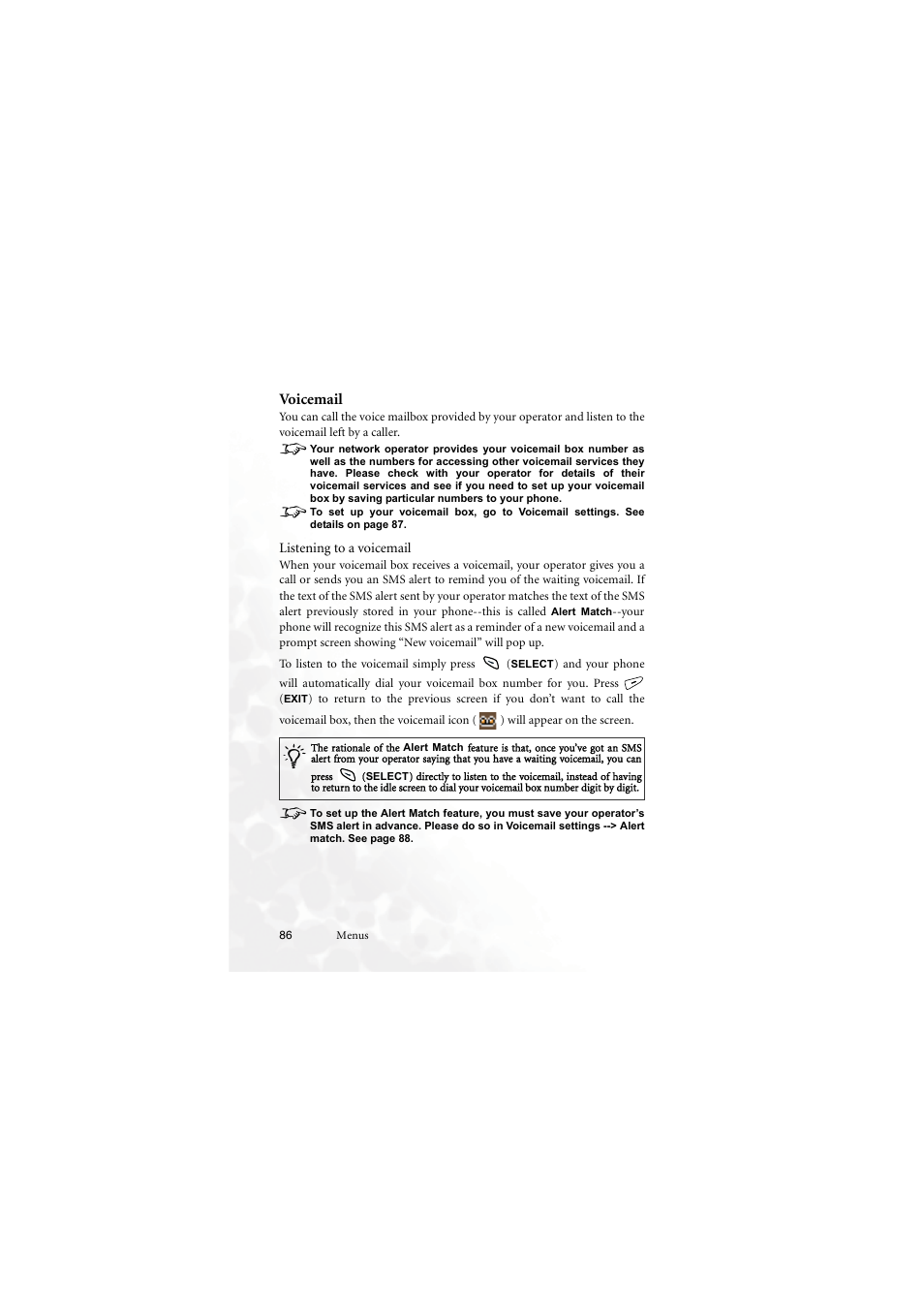 Voicemail, Listening to a voicemail | BenQ M555C User Manual | Page 102 / 158