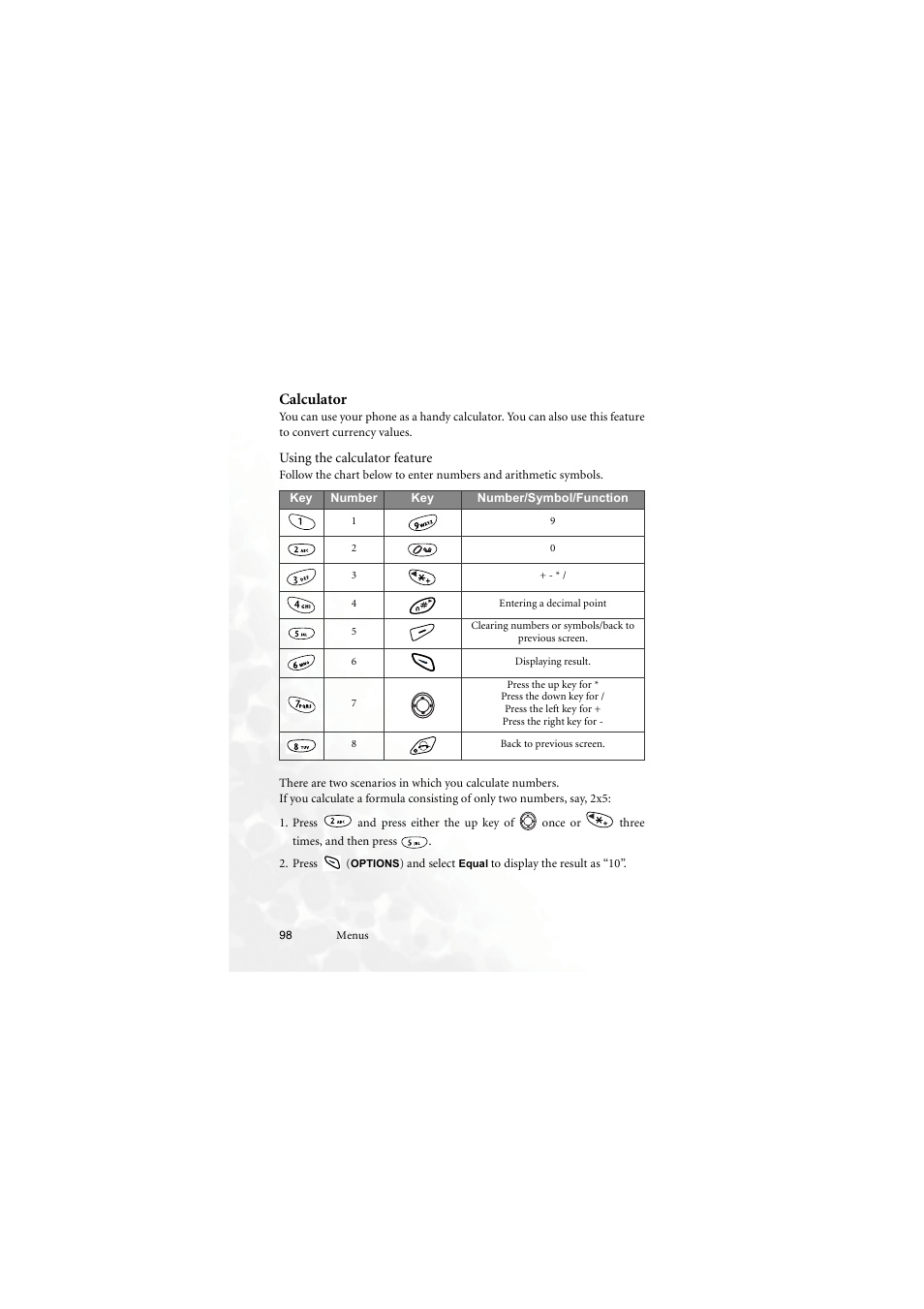 Calculator, Using the calculator feature | BenQ M555C User Manual | Page 114 / 158