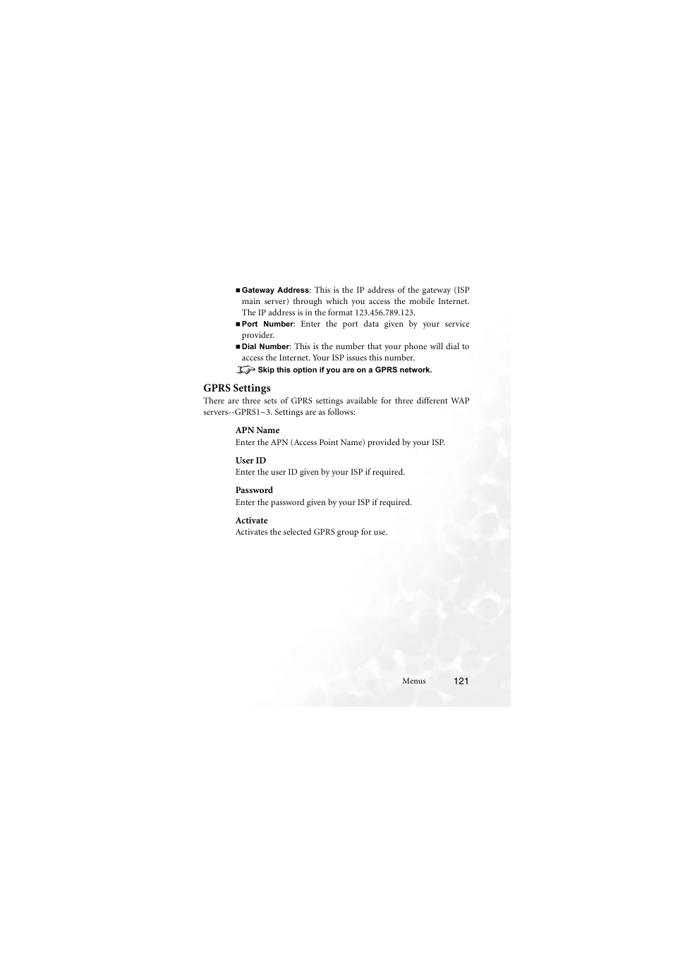 Gprs settings | BenQ M555C User Manual | Page 137 / 158