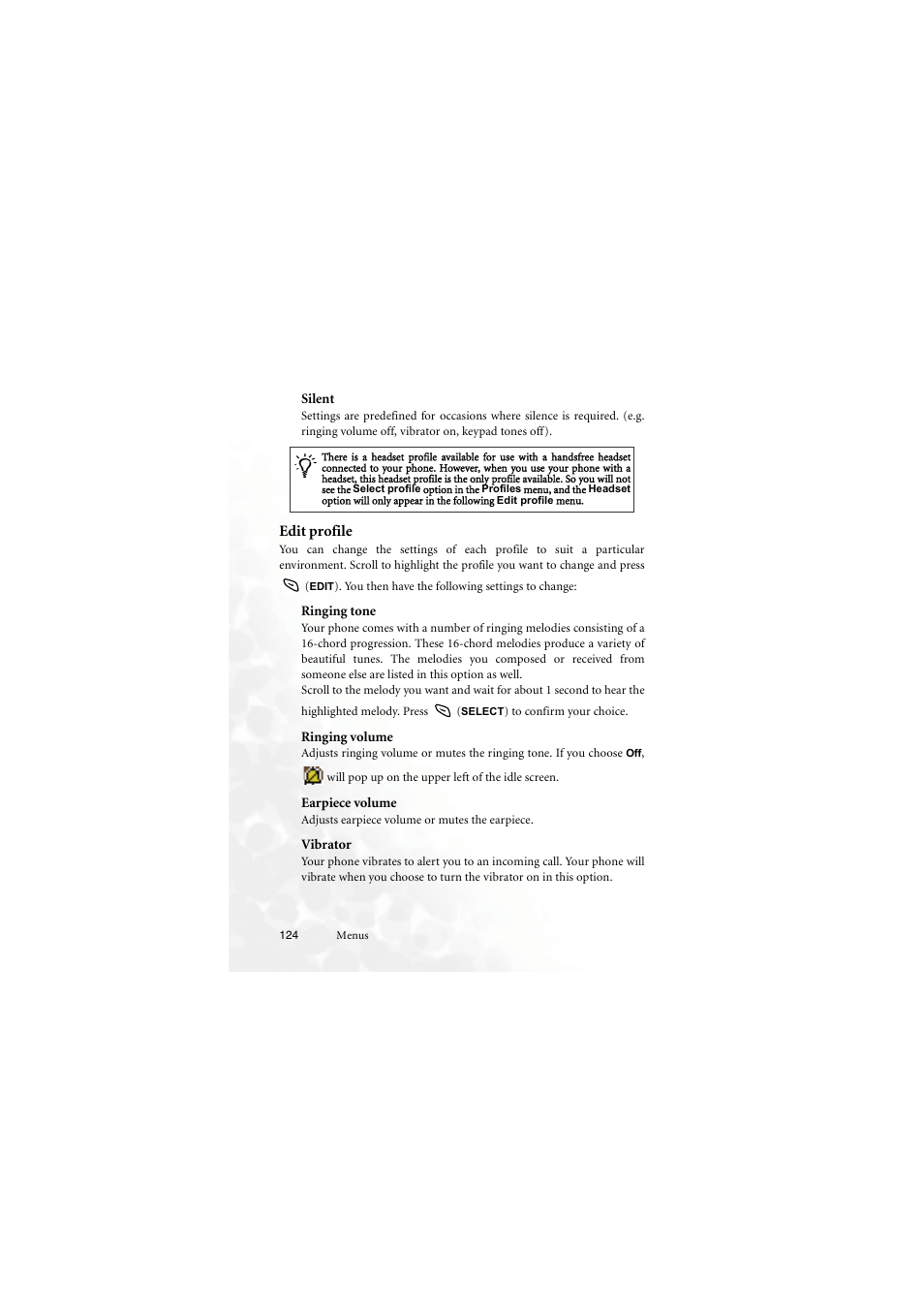 Silent, Edit profile | BenQ M555C User Manual | Page 140 / 158