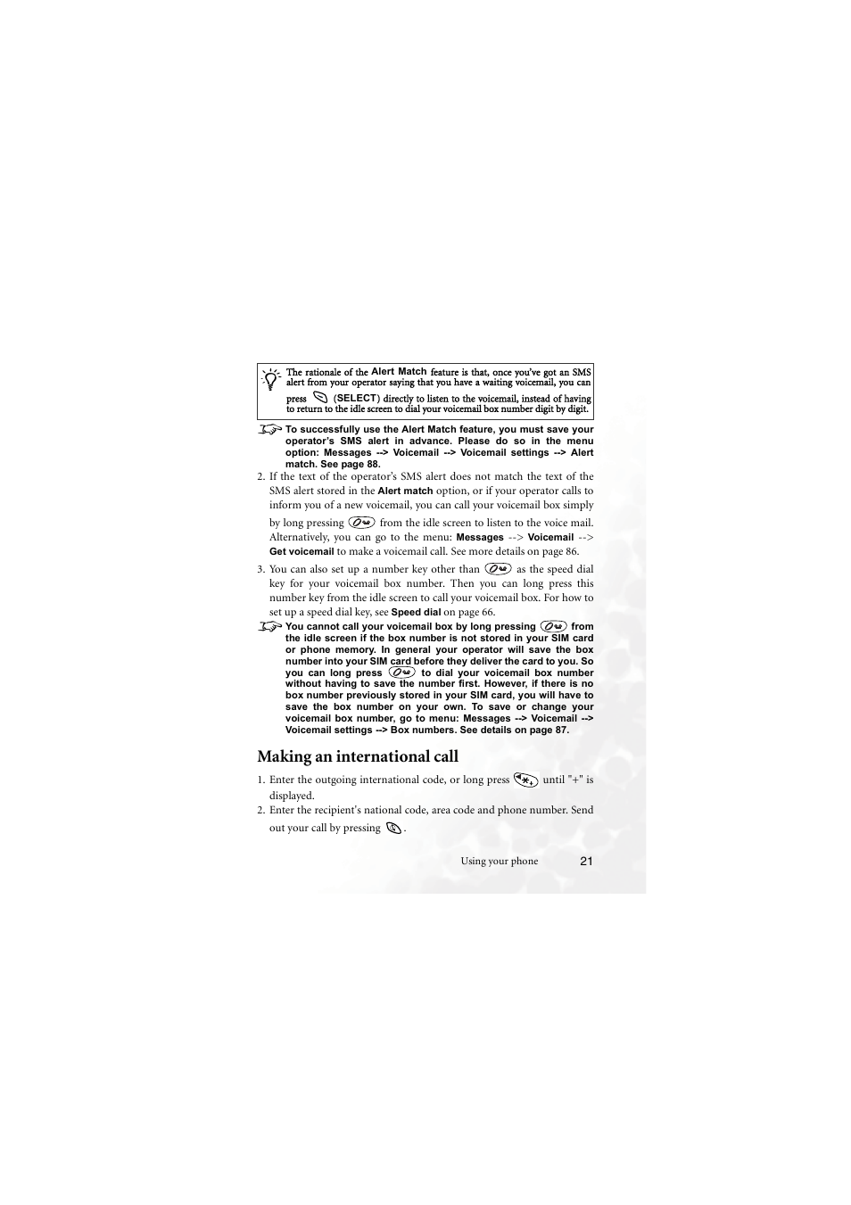 Making an international call | BenQ M555C User Manual | Page 37 / 158