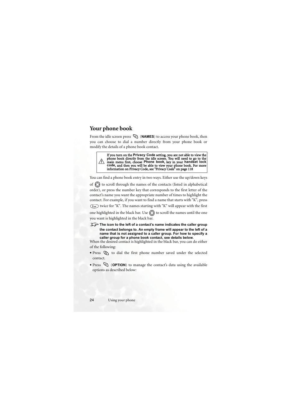 Your phone book | BenQ M555C User Manual | Page 40 / 158
