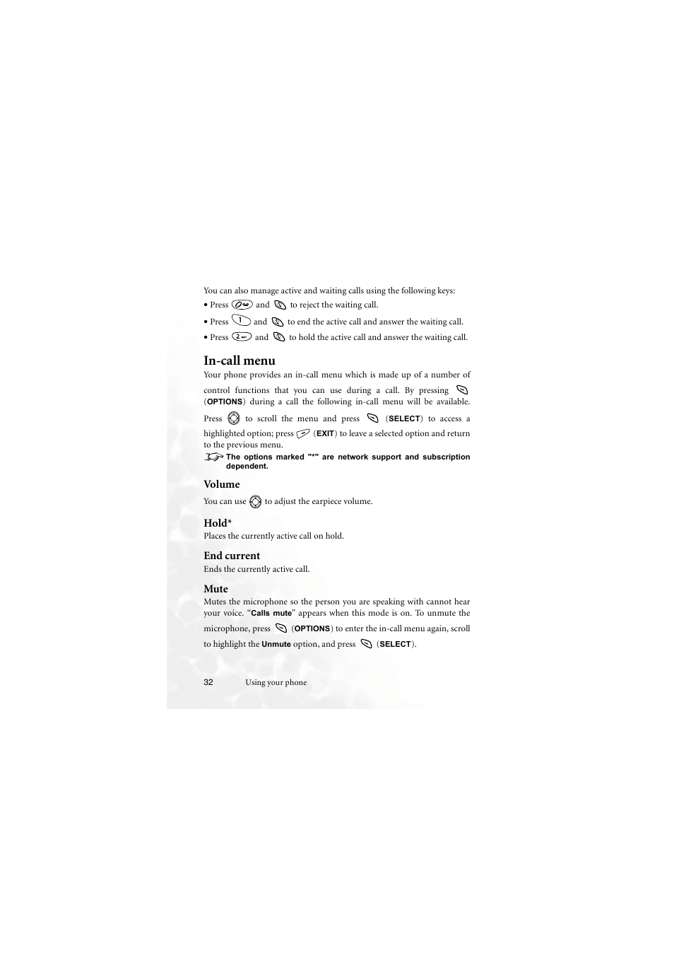 In-call menu | BenQ M555C User Manual | Page 48 / 158