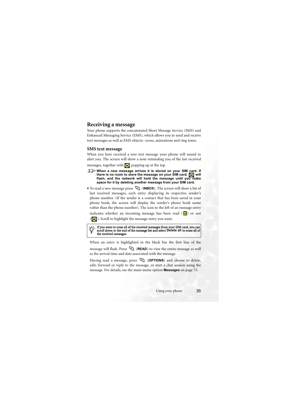 Receiving a message | BenQ M555C User Manual | Page 51 / 158