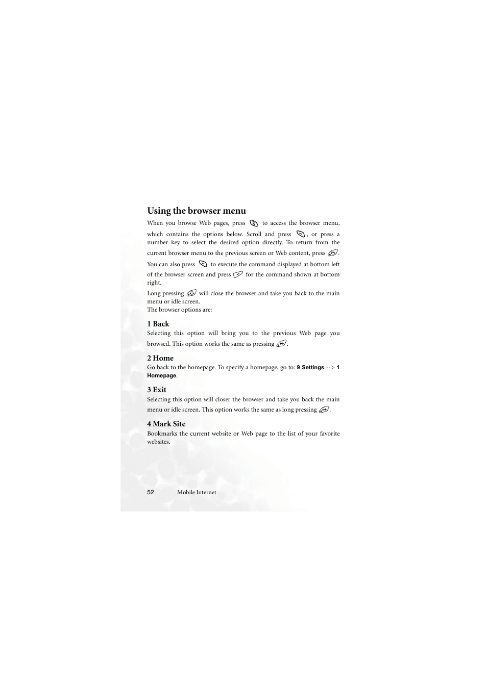Using the browser menu | BenQ M555C User Manual | Page 68 / 158