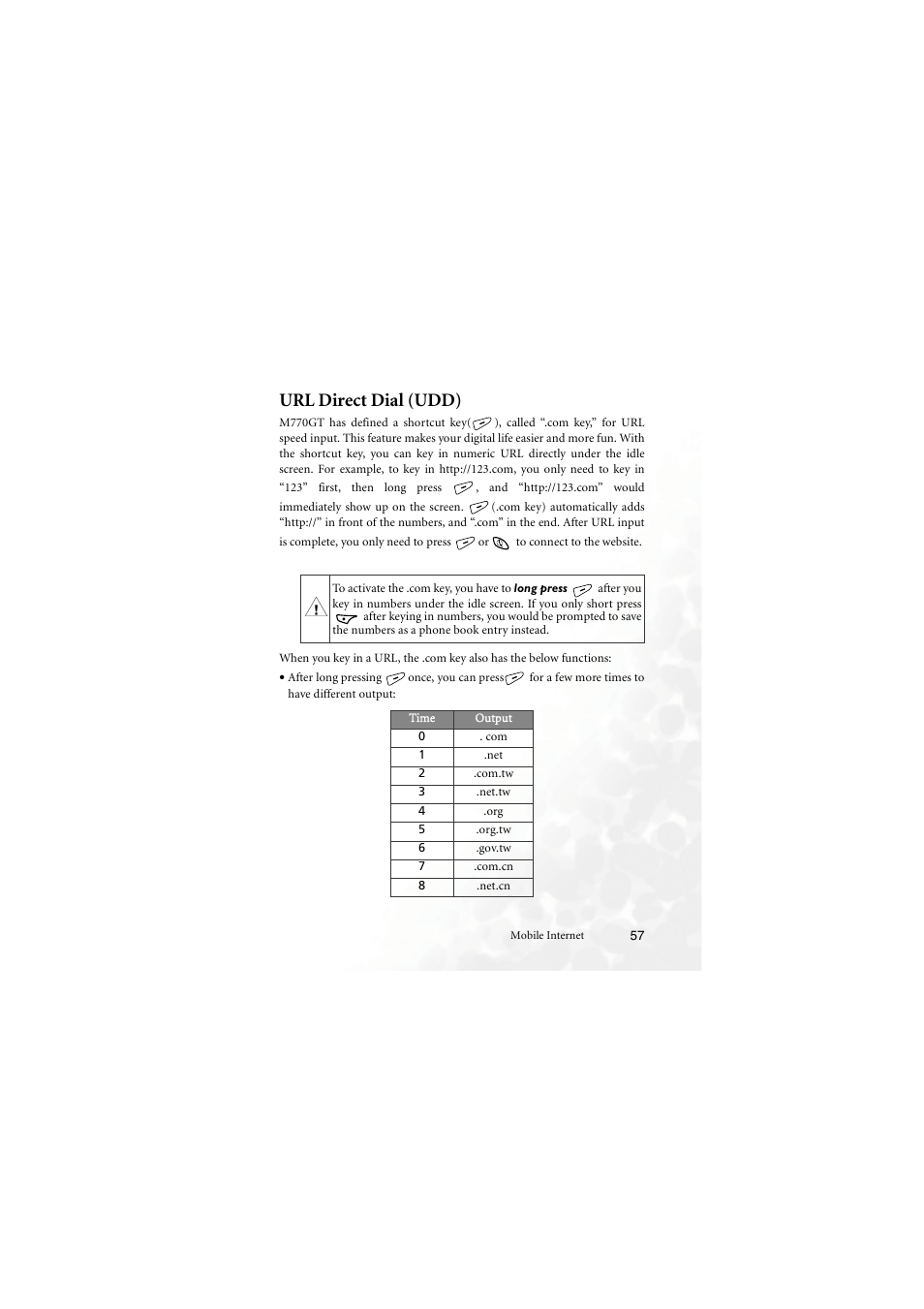 Url direct dial (udd) | BenQ M555C User Manual | Page 73 / 158