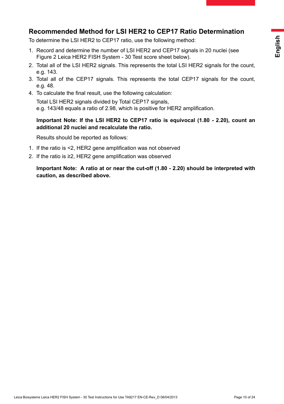 Leica Biosystems HER2 FISH System - 30 Test User Manual | Page 10 / 24