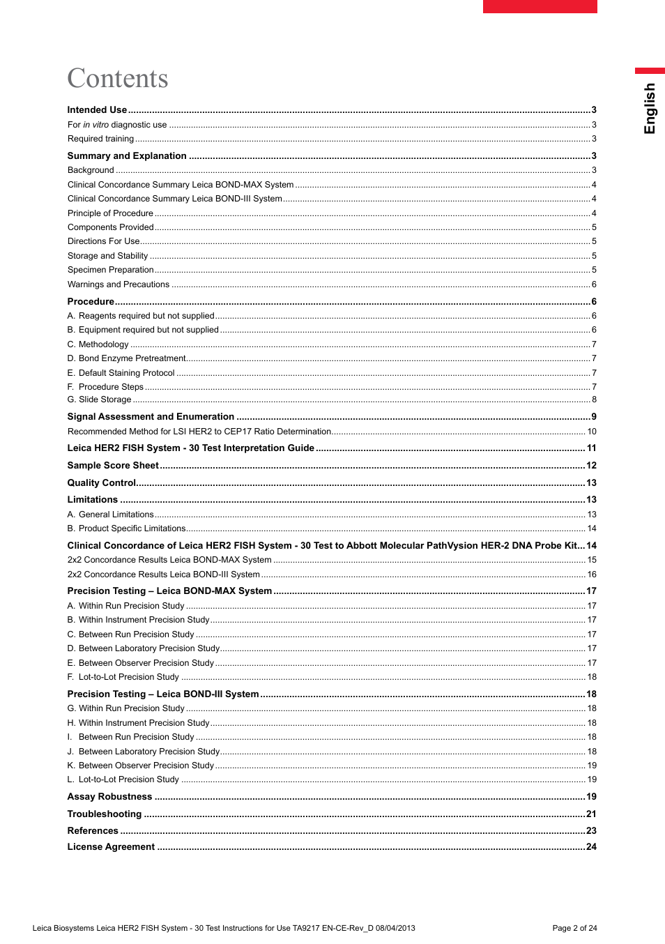 Leica Biosystems HER2 FISH System - 30 Test User Manual | Page 2 / 24