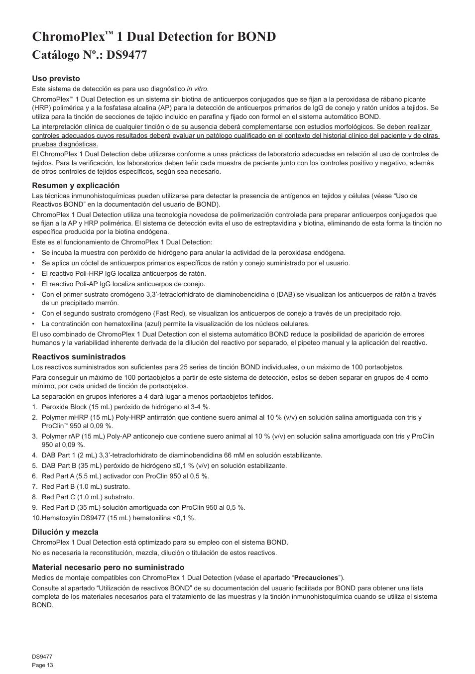 Chromoplex, 1 dual detection for bond, Catálogo nº.: ds9477 | Leica Biosystems ChromoPlex 1 Dual Detection for BOND User Manual | Page 14 / 36