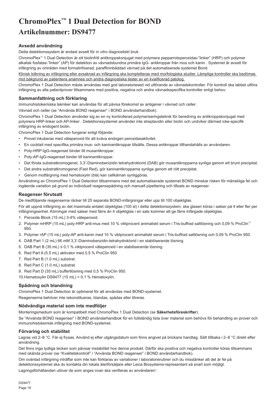 Chromoplex, 1 dual detection for bond, Artikelnummer: ds9477 | Leica Biosystems ChromoPlex 1 Dual Detection for BOND User Manual | Page 20 / 36