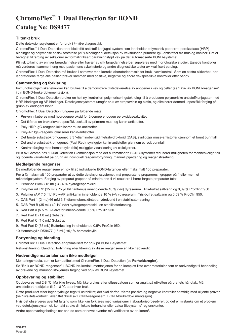 Chromoplex, 1 dual detection for bond, Catalog no: ds9477 | Leica Biosystems ChromoPlex 1 Dual Detection for BOND User Manual | Page 30 / 36