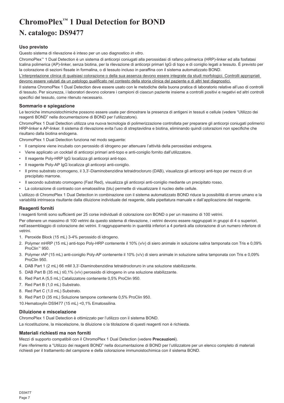Chromoplex, 1 dual detection for bond, N. catalogo: ds9477 | Leica Biosystems ChromoPlex 1 Dual Detection for BOND User Manual | Page 8 / 36