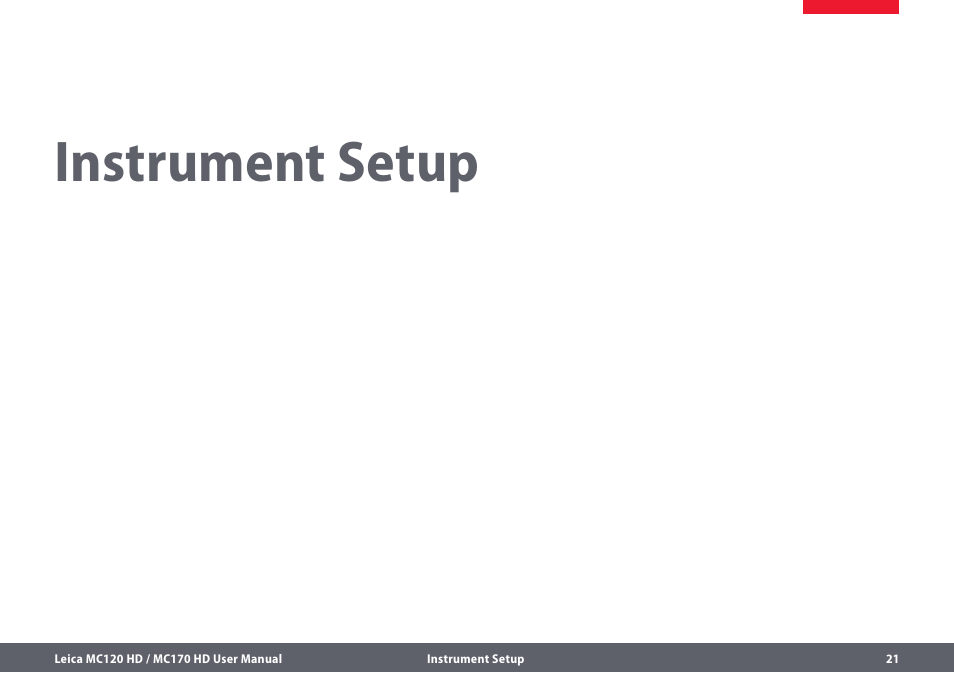 Instrument setup | Leica Biosystems MC120 HD User Manual | Page 21 / 58