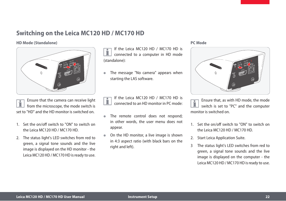 Leica Biosystems MC120 HD User Manual | Page 22 / 58