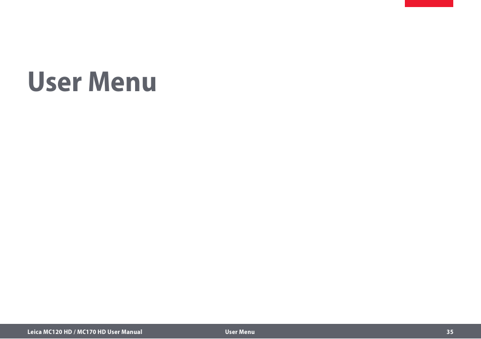 User menu | Leica Biosystems MC120 HD User Manual | Page 35 / 58
