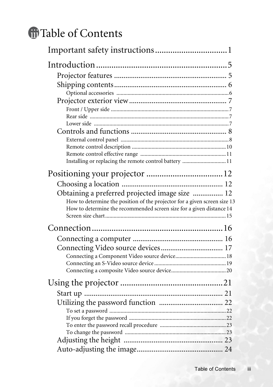 BenQ CP120C User Manual | Page 3 / 56