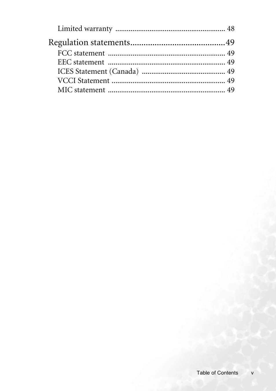 Regulation statements | BenQ CP120C User Manual | Page 5 / 56