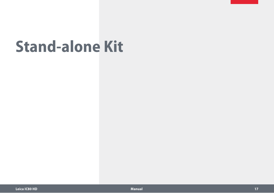 Stand-alone kit | Leica Biosystems IC80 HD User Manual | Page 17 / 42