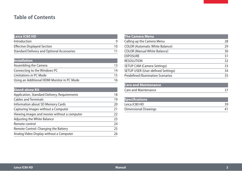 Leica Biosystems IC80 HD User Manual | Page 2 / 42