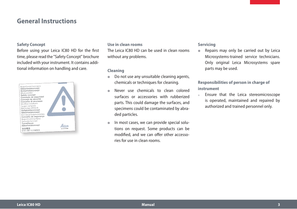 General instructions | Leica Biosystems IC80 HD User Manual | Page 3 / 42