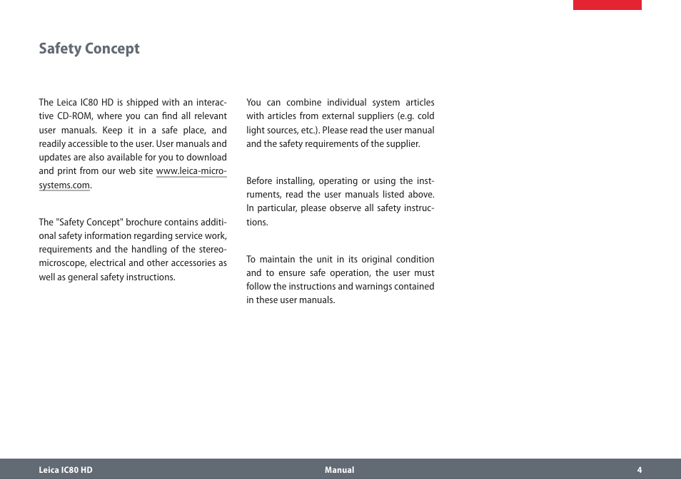 Safety concept | Leica Biosystems IC80 HD User Manual | Page 4 / 42