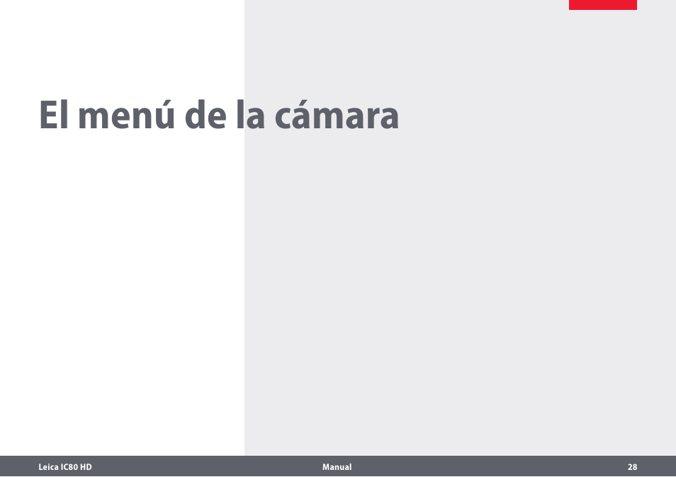 El menú de la cámara | Leica Biosystems IC80 HD User Manual | Page 28 / 44