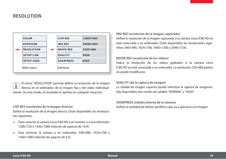 Resolution, Resolution 34 | Leica Biosystems IC80 HD User Manual | Page 34 / 44