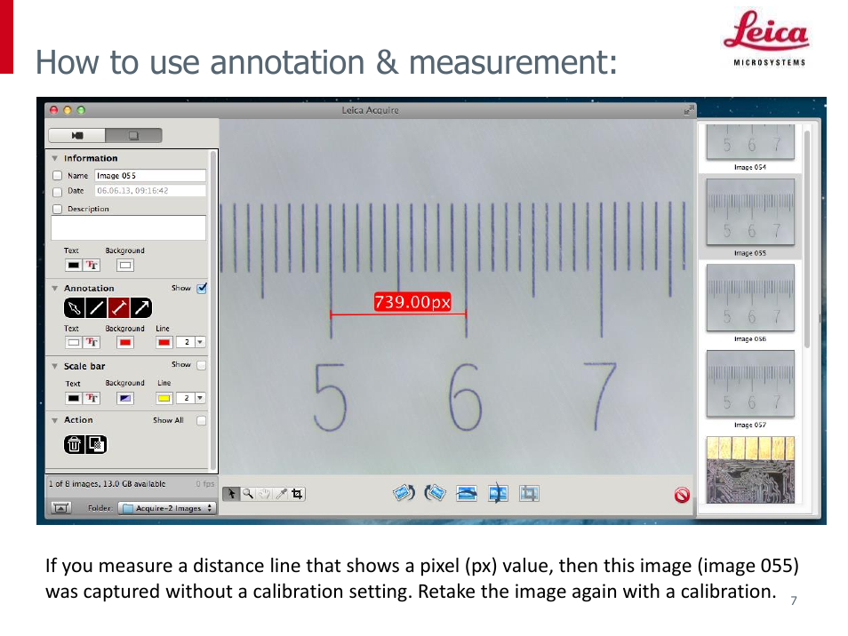 How to use annotation & measurement | Leica Biosystems Acquire V2.0 Calibraton & Measurement User Manual | Page 7 / 9