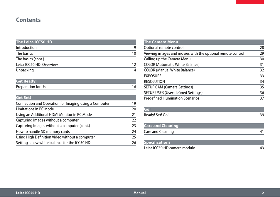 Leica Biosystems ICC50 HD User Manual | Page 2 / 44