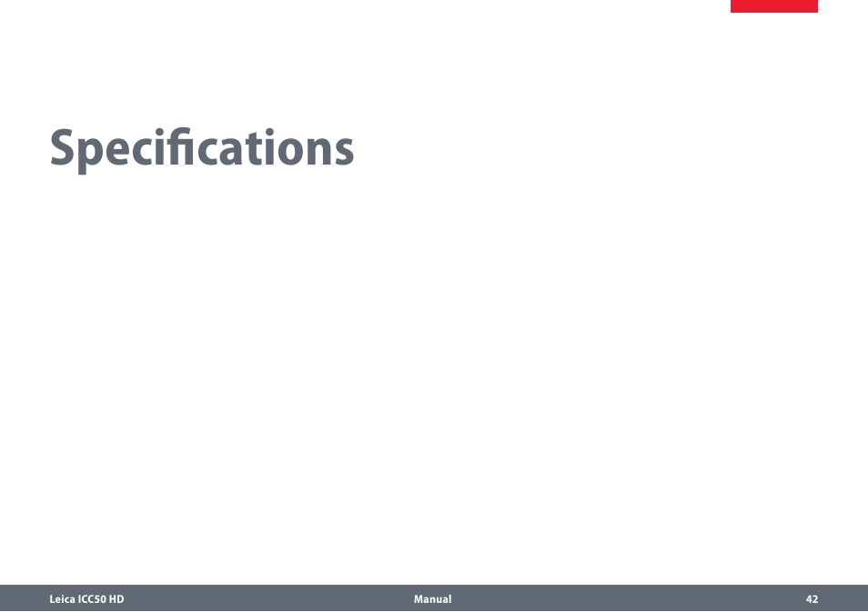 Specifications | Leica Biosystems ICC50 HD User Manual | Page 42 / 44