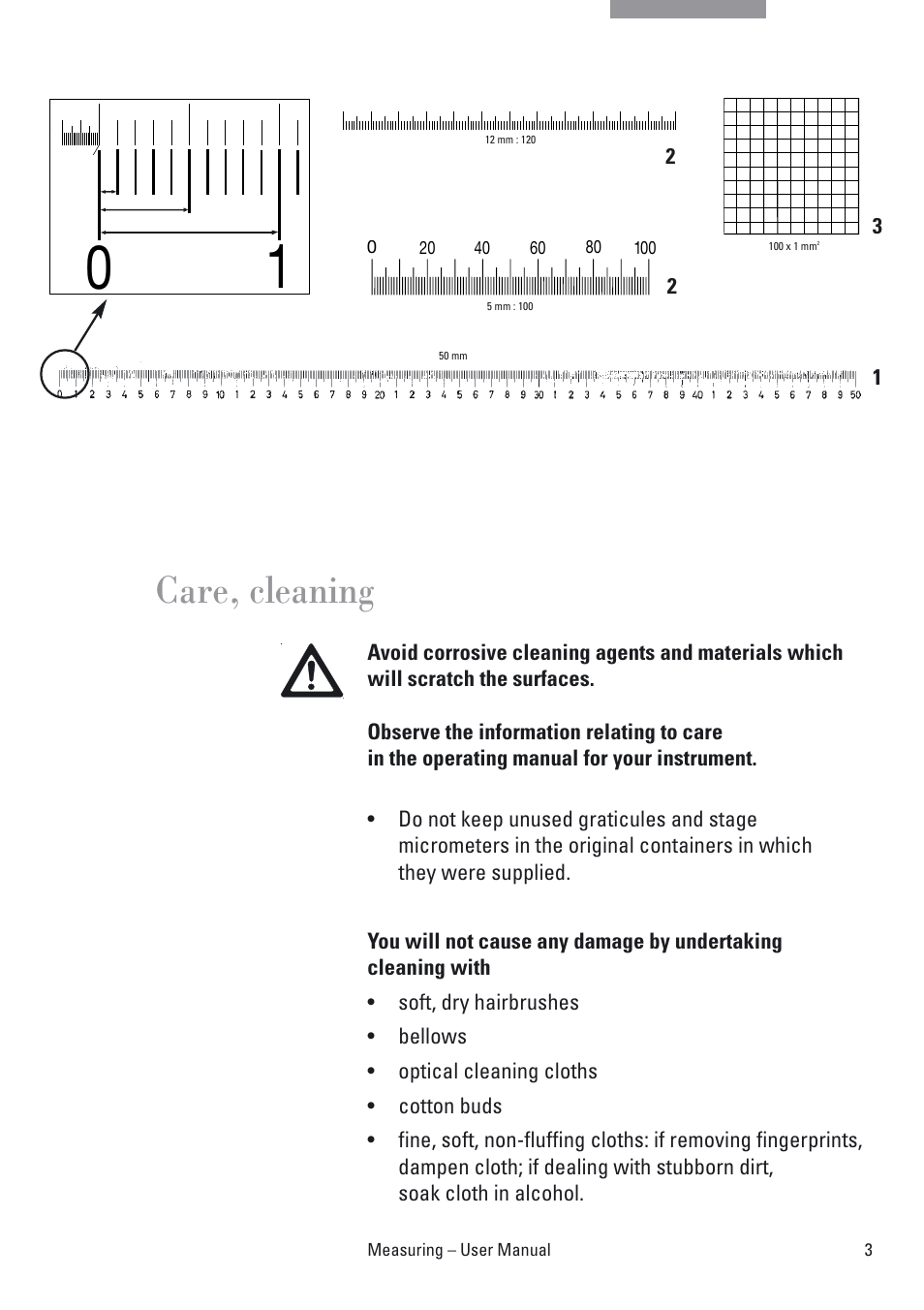 Care, cleaning | Leica Biosystems M80 Measuring User Manual | Page 3 / 12