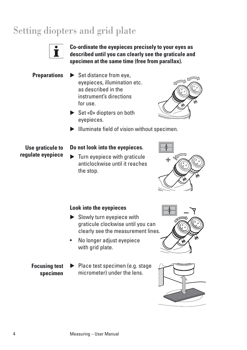 Setting diopters and grid plate | Leica Biosystems M80 Measuring User Manual | Page 4 / 12
