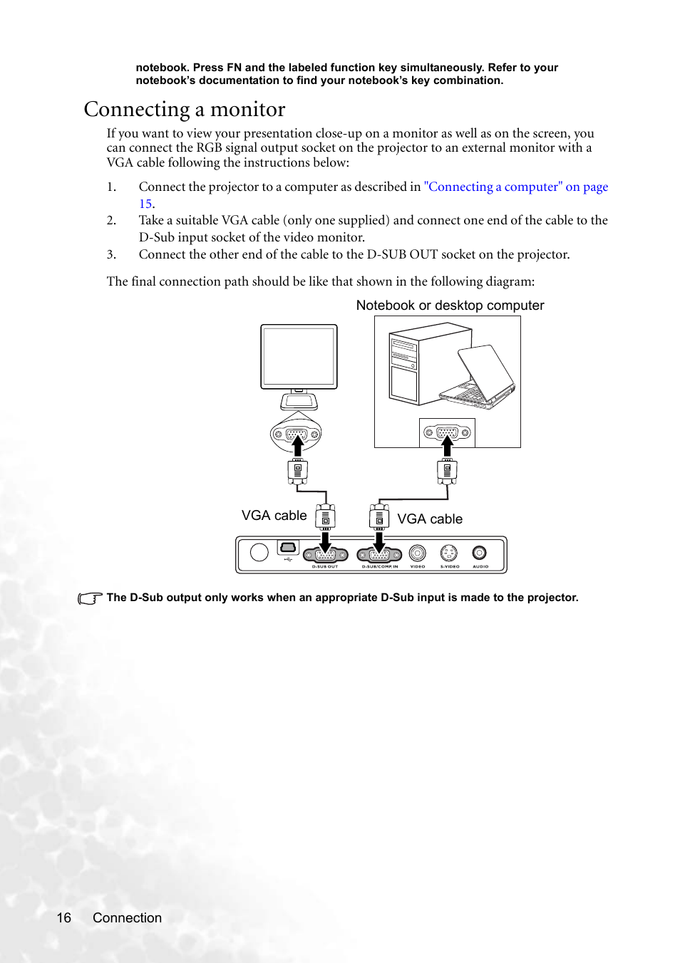 Connecting a monitor | BenQ CP220 User Manual | Page 22 / 55