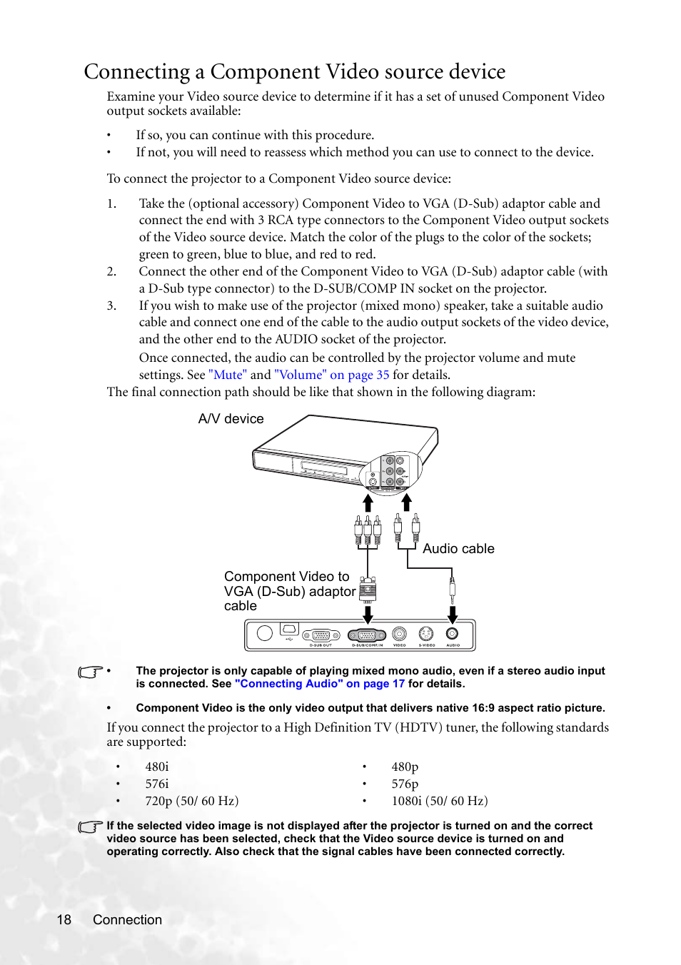Connecting a component video source device | BenQ CP220 User Manual | Page 24 / 55