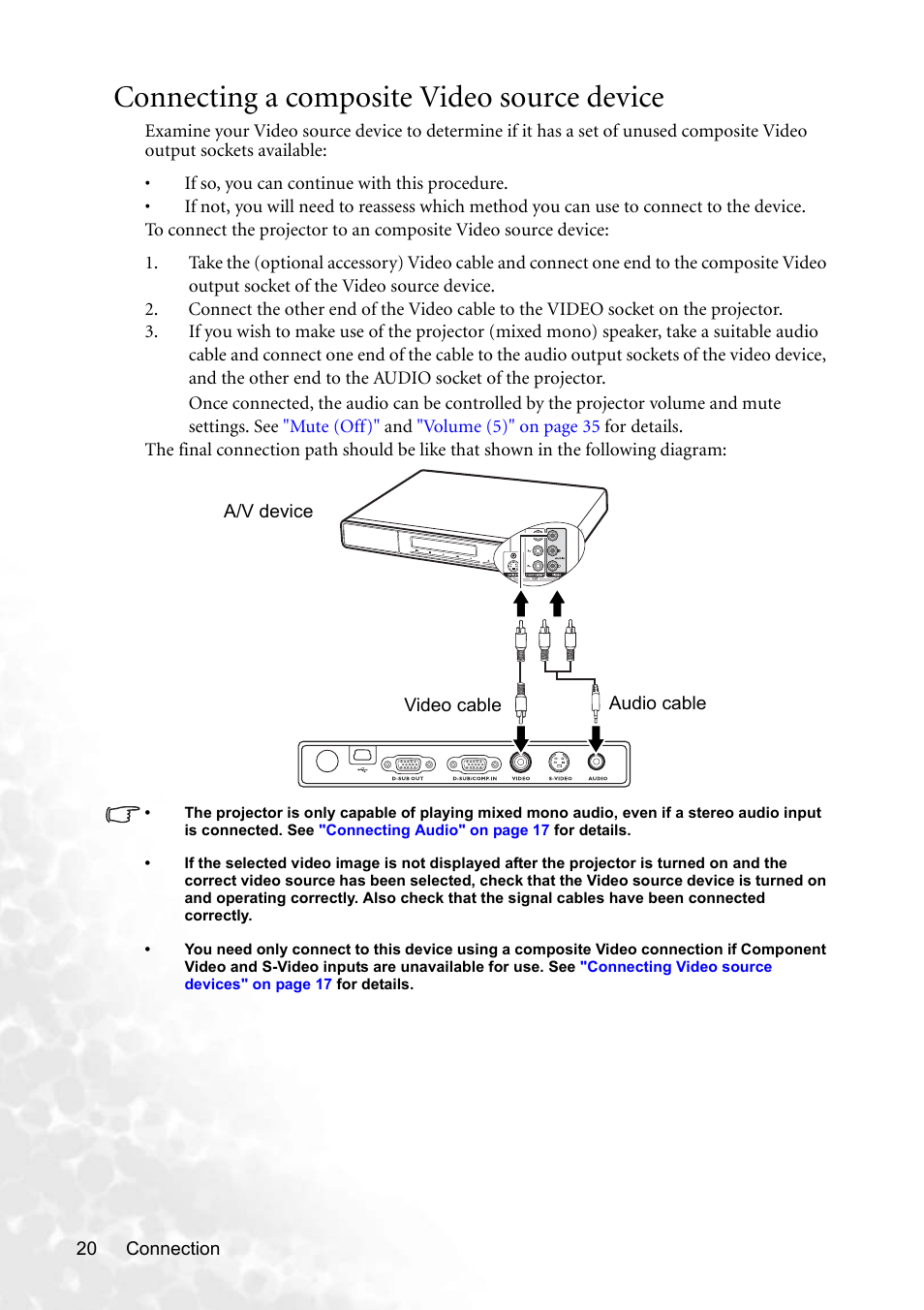 Connecting a composite video source device | BenQ CP220 User Manual | Page 26 / 55