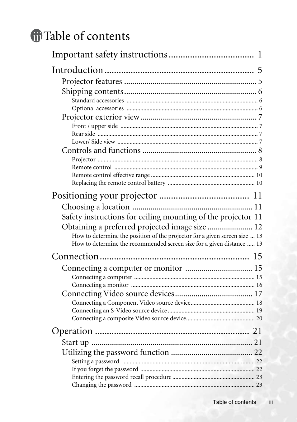 BenQ CP220 User Manual | Page 3 / 55