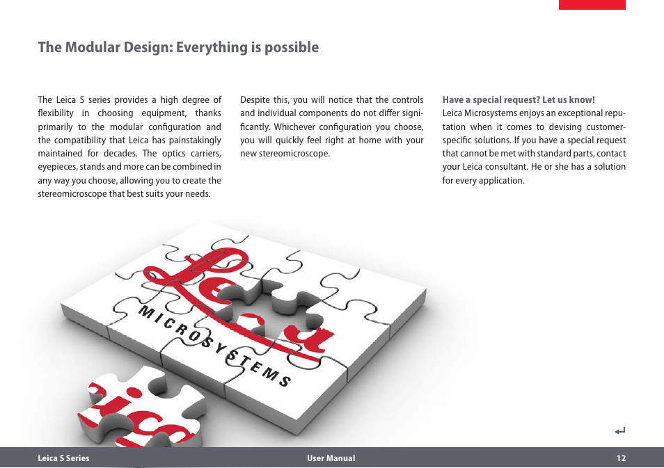 Der modulare aufbau: alles ist relativ, The modular design: everything is relative, The modular design: everything is possible | Leica Biosystems S series User Manual | Page 12 / 59