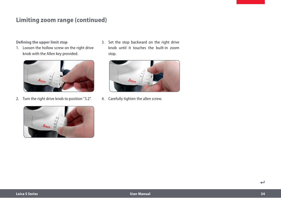 Limiting zoom range (continued) | Leica Biosystems S series User Manual | Page 34 / 59