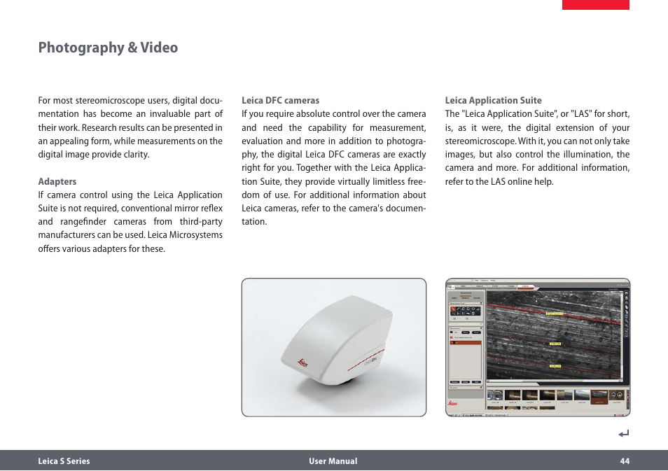 Fotografie & video, Photography & video | Leica Biosystems S series User Manual | Page 44 / 59