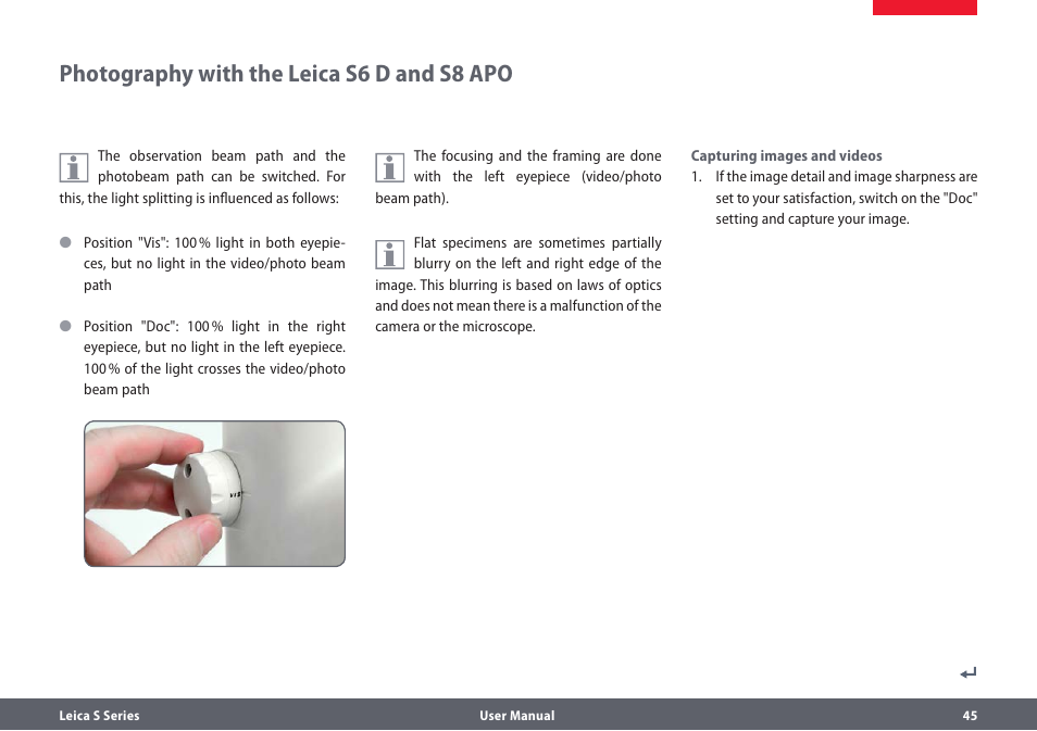 Fotografie mit dem leica s6 d und s8 apo, Photography with the leica s6 d and s8 apo | Leica Biosystems S series User Manual | Page 45 / 59