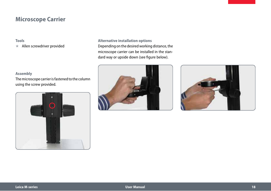 Microscope carrier | Leica Biosystems M80 User Manual | Page 18 / 65