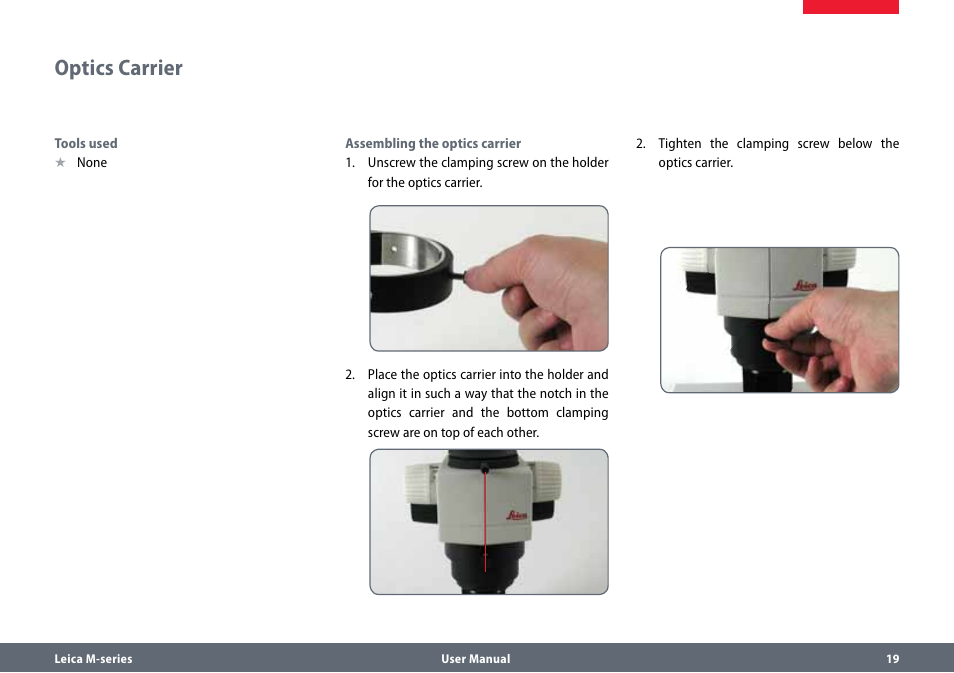 Optics carrier | Leica Biosystems M80 User Manual | Page 19 / 65