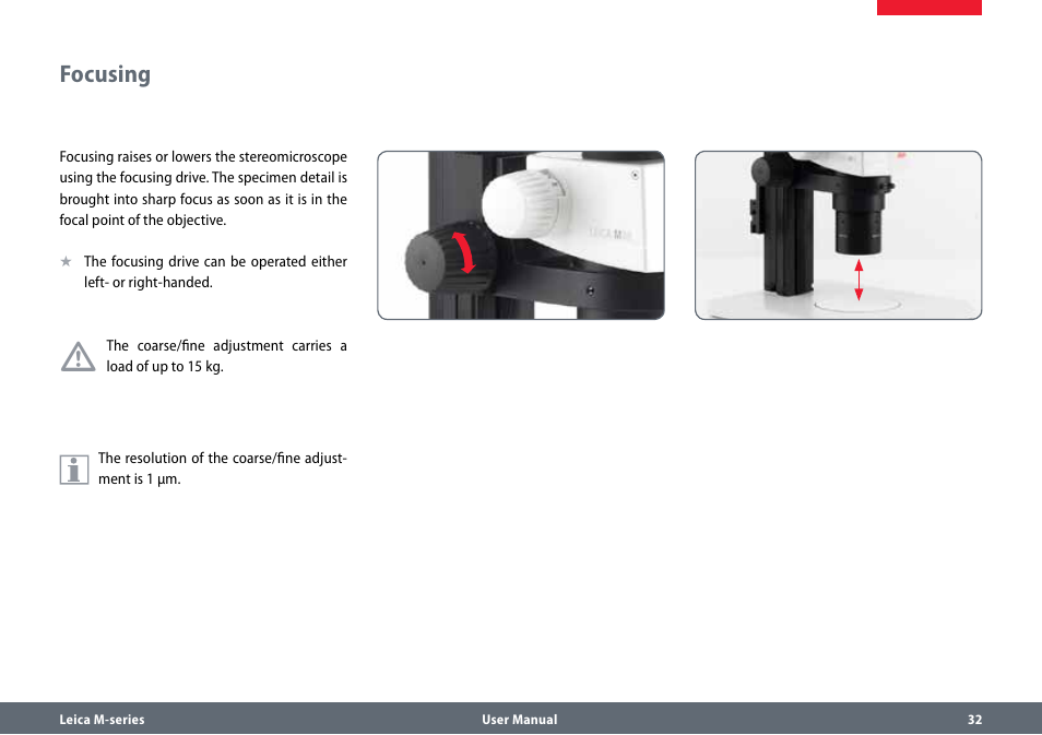 Focusing | Leica Biosystems M80 User Manual | Page 32 / 65