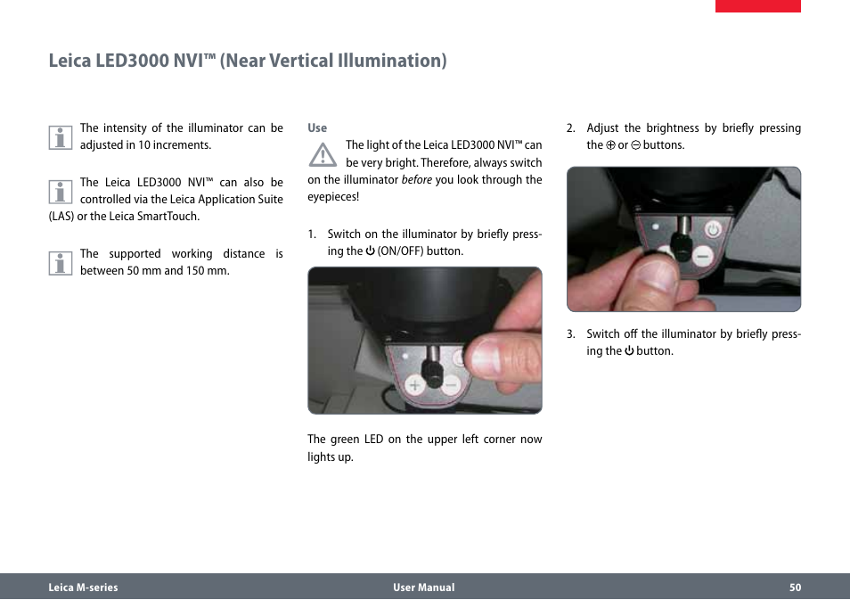 Leica led3000 nvi™ (near vertical illumination) | Leica Biosystems M80 User Manual | Page 50 / 65