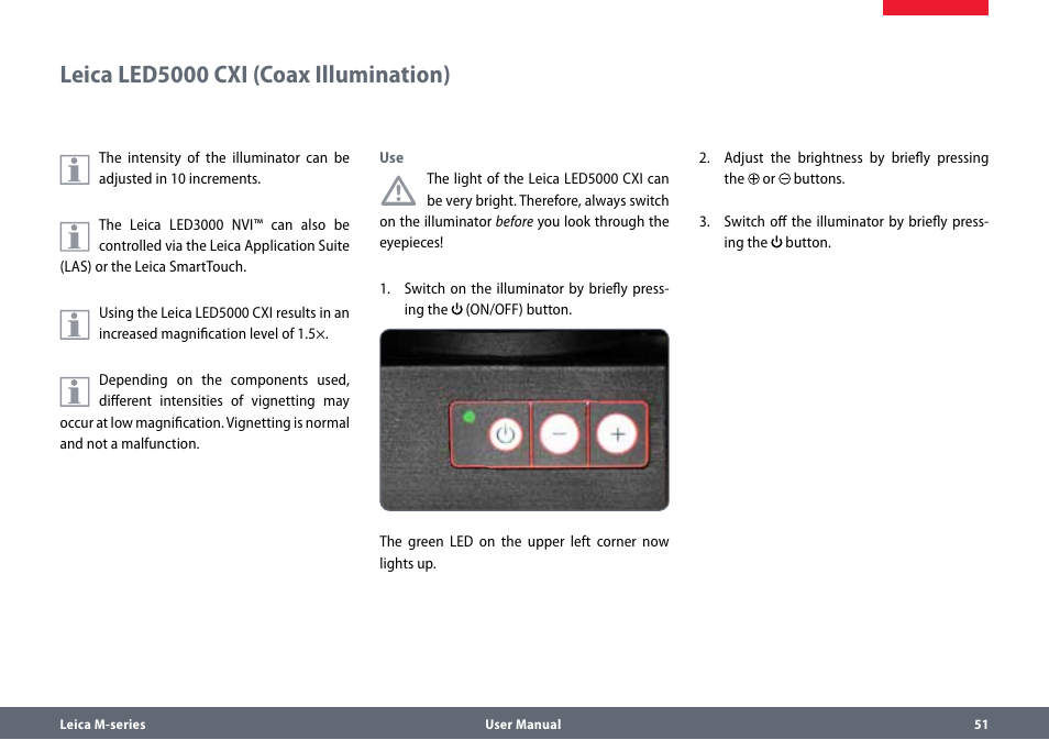 Leica led5000 cxi (coax illumination) | Leica Biosystems M80 User Manual | Page 51 / 65