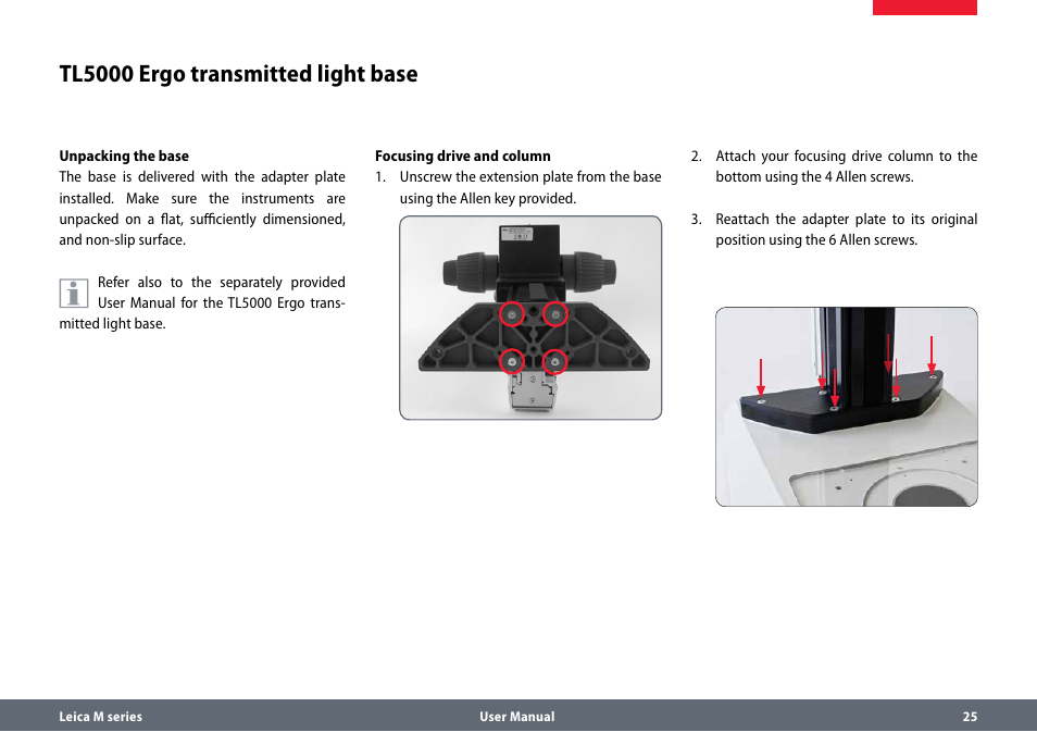 Tl5000 ergo transmitted light base | Leica Biosystems M165 C B User Manual | Page 25 / 57