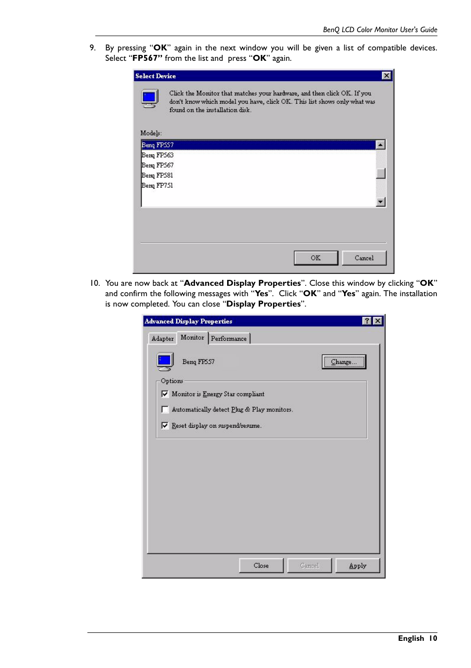 BenQ FP567 User Manual | Page 11 / 43